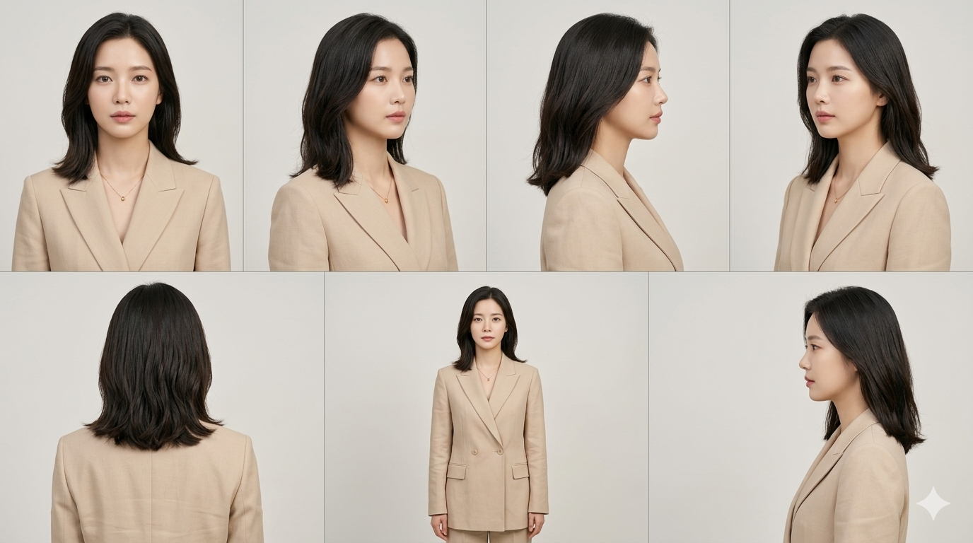 베이지 수트 7분할 그리드